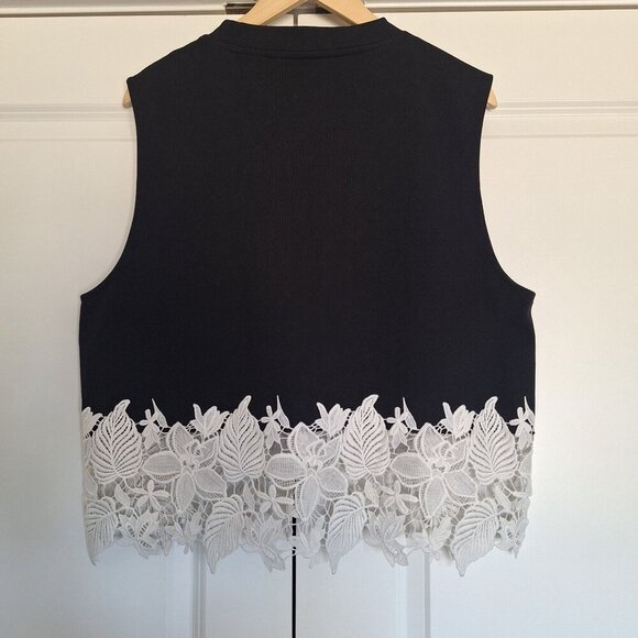 💙 Derek Lam 10 Crosby Lea Lace Crocket Trim Top Size 16 Preppy Fall Quite Luxur - Picture 7 of 8